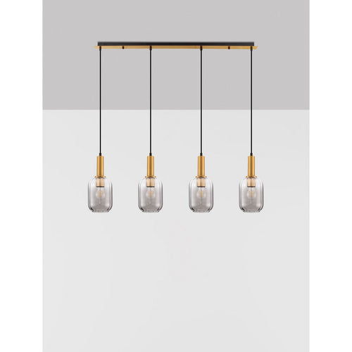 Nova Luce MAHO Hanglamp voor aan het plafond, rookkleurig messing goudkleurig, E27 fitting, 4x12W