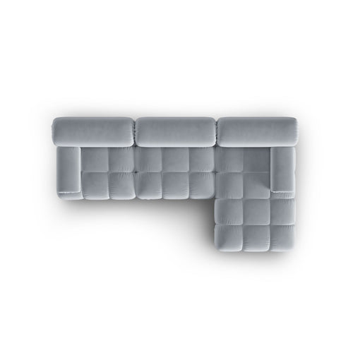 Cosmopolitan Design - Modulaire hoekbank rechts Cortina 4-zits, flueel lichtblauw - 155x282x70cm