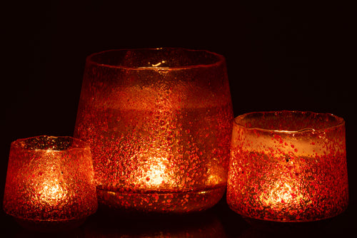 J-Line kaarshouder Stippen - glas - oranje - large - vtwonen shop