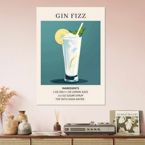 Artfulprints  Gin Fizz cocktail - Ingrediënten   poster 70x100 cm - vtwonen shop