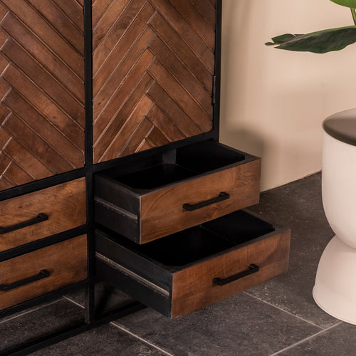 Giga Meubel Wandkast Isa - Bruin Hout - 90x40x200cm - vtwonen shop