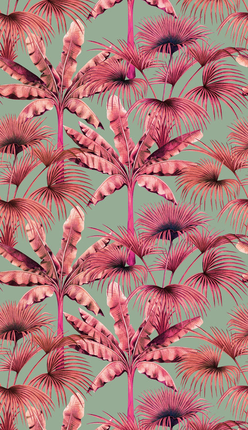 Livingwalls fotobehang jungle-motief blauw, roze en roze - 159 x 280 cm - AS-391833