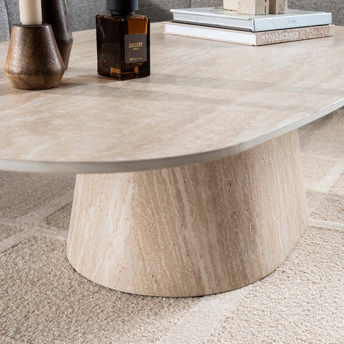 Giga Living Salontafel Centro - Organisch Travertin - 135x70x40cm