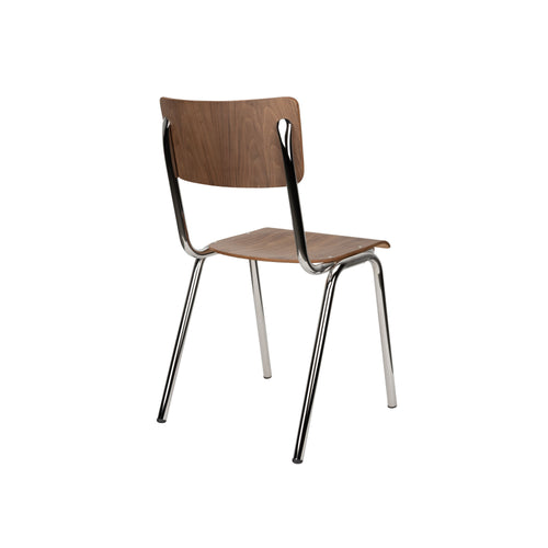 Zuiver Back to School Eetkamerstoelen  Walnoot/Chroom - Set van 4