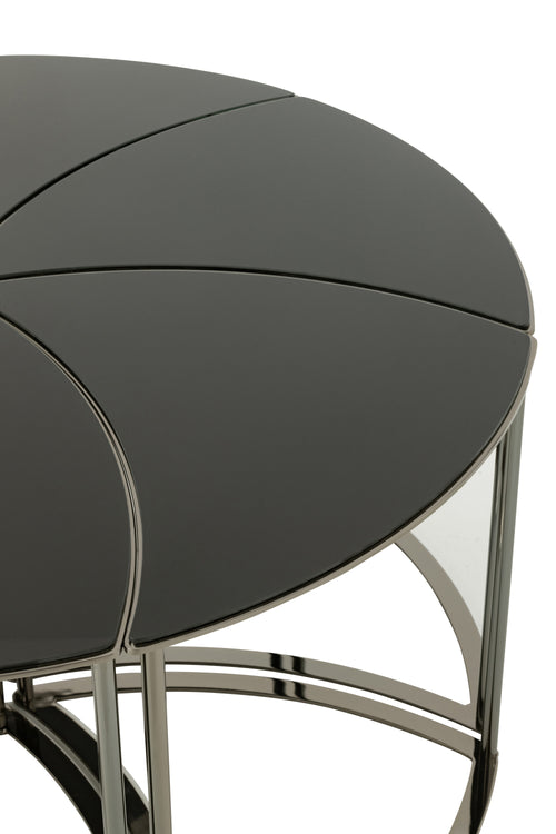 J-Line tafel Tornado - metaal/glas - zwart - set van 6 - vtwonen shop