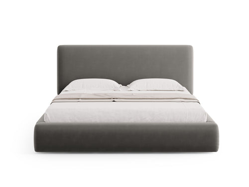 Cosmopolitan Design Opbergbed met hoofdeinde Colonel 140x200cm, flueel, lichtgrijs - 220x160x100cm
