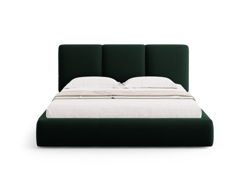 Cosmopolitan Design Opbergbed met hoofdeinde Nicolas 200x200cm, flueel, flessengroen - 220x220x100cm