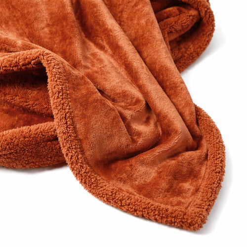 STANLEY - Plaid 150x200 cm - fleece deken met teddy en fleece - Potters Clay - oranje terra