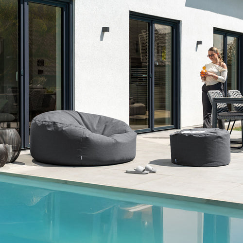 HOME DELUXE XXL outdoor zitzak CLOUD met hocker - antraciet