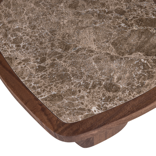 WOOOD bijzettafel Granu - Marmer/Mangohout - Bruin - 50x53x45