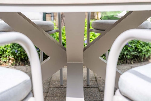 Edison tafel rond - 122 cm - taupe - light teak Vironwood - vtwonen shop