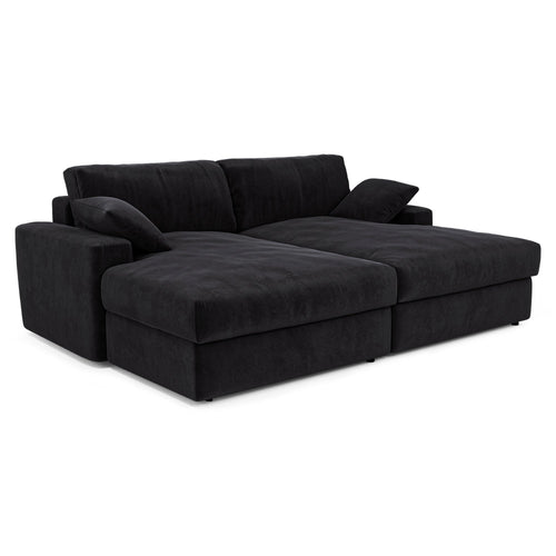 Premium Interiors - Sofa PLUM - fluweel zwart 260cm