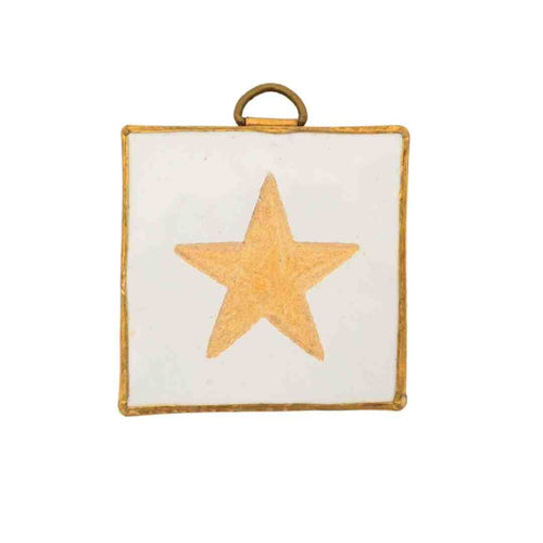 MÔMÉ Zellige tegeltje ster - wit - keramiek/messing - wanddecoratie - 5 x 5 x 2 cm - vtwonen shop