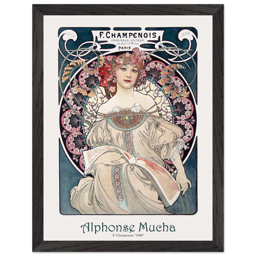 Artfulprints Poster met Lijst Alphonse Mucha - F. Champenois   - 30x40 cm - Blauw