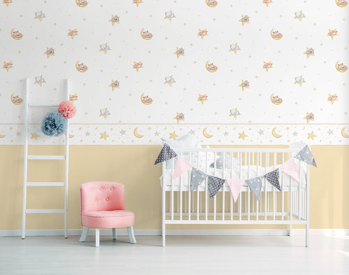 Sanders & Sanders zelfklevende behangrand sterren geel en beige - 500 x 16 cm - 640485