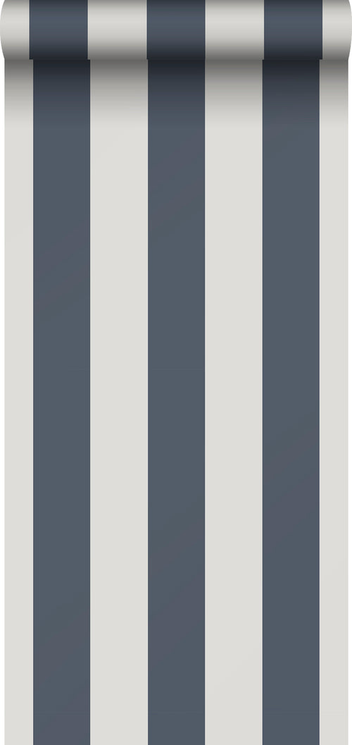 Sanders & Sanders behang strepen donkerblauw en grijs - 53 cm x 10.05 m - 640685