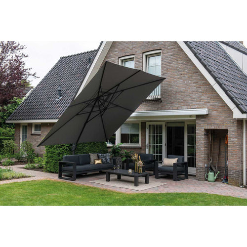 Hawaii King pole parasol - 400x400 cm - carbon black - donker grijs - vtwonen shop