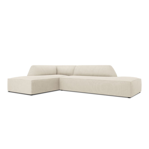 Cosmopolitan Design - Modulaire hoekbank links Siena 4-zits, ribfluwelen lichtbeige - 180x273x69cm
