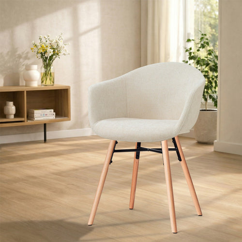 Nolon Nena-Otis Eetkamerstoel Cottonbeige - Houten Onderstel