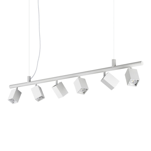 Ideal Lux DYNAMITE Vierkante hanglamp met staafvormige armatuur, wit, 6x GU10 fitting