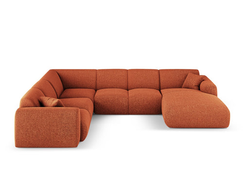 Cosmopolitan Design Panoramische hoekbank links Nolio 6-zits, chenille terracotta - 252x342x72cm