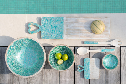 J-Line kom Mozaiek - hout - groen - large