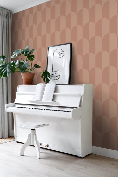 ESTAhome behang art deco bogen terracotta roze - 53 cm x 10.05 m - 131238 - vtwonen shop