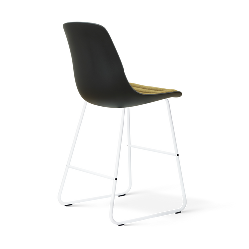 Nolon Nino-Liv barkruk zwart met mosgroen zitkussen - wit onderstel - 65 cm