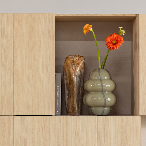 WOOOD vaas Kency - Glas - Groen Met Streep Grijs - 32x23x23
