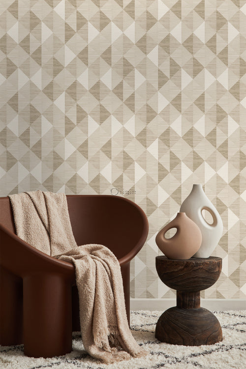 Origin Wallcoverings behang grasweefsel in grafisch 3D motief zand beige - 50 x 900 cm - 347882 - vtwonen shop