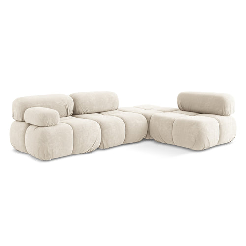 LaMiaSofa hoekbank rechts Sanremo - chenille stof - lichtbeige - 285x190x70