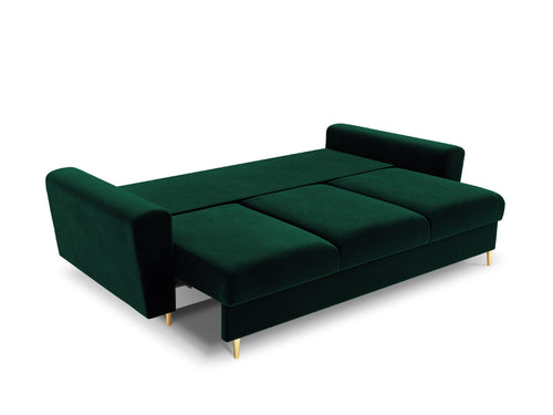 Cosmopolitan Design Slaapbank met opbergdoos Kyoto 3-zits, flueel, flessengroen - 100x235x88cm