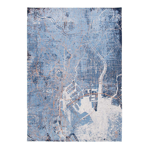 Louis De Poortere binnen & buiten machinewasbaar vloerkleed Cities Tokyo van 40% gerecycled PET - blauw - 240x340cm