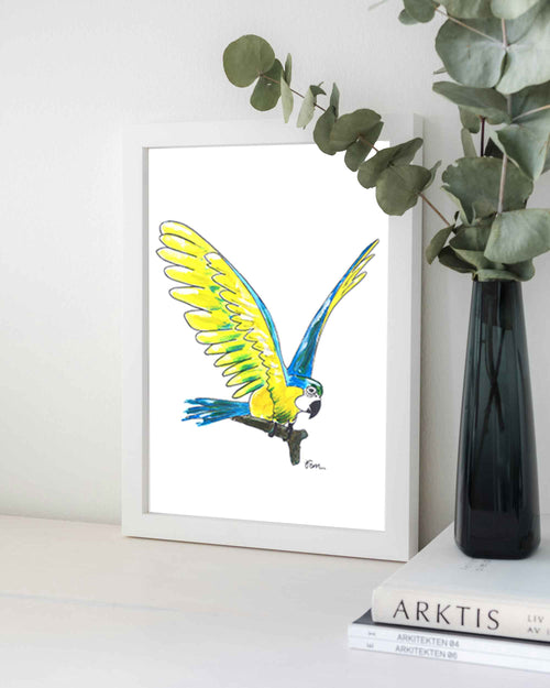 Catchii poster Papagaai Geel - meerkleurig - 297x210 cm
