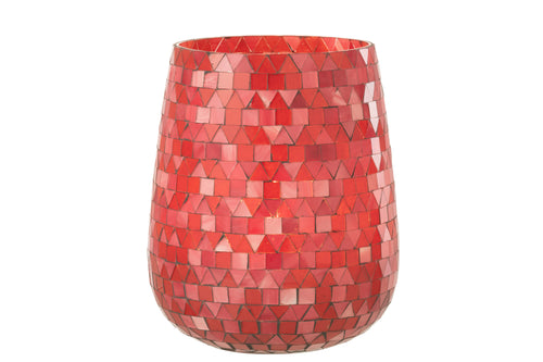 J-Line windlicht Mozaiek Driehoek - glas - rood/roze - large
