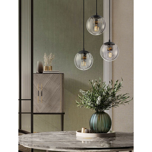 Nova Luce ABBACUS Hanglamp met clusterontwerp, rookkleurig, matzwart, E27 fitting, 3x12W