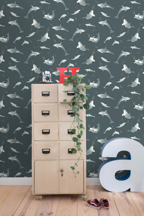 ESTAhome behang walvissen donkerblauw - 50 x 900 cm - 131566 - vtwonen shop