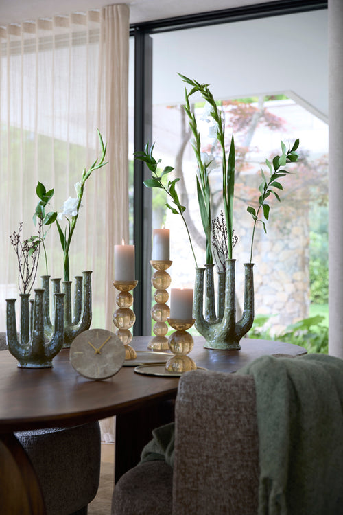 Light & Living klok  - bruin - 15x14.5x13 cm
