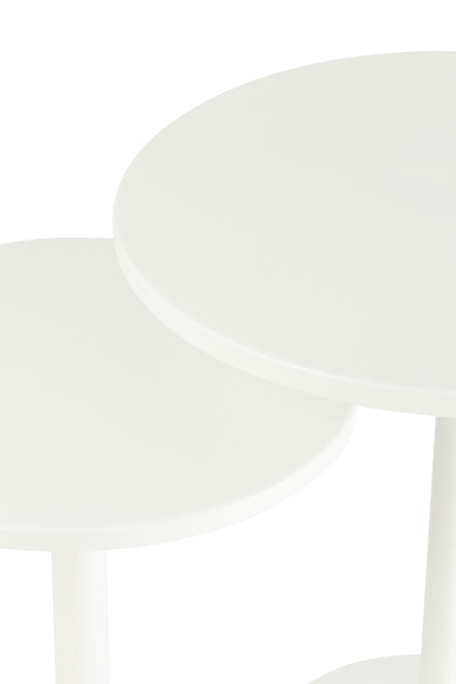J-Line bijzettafel Rond - metaal - wit - 2 stuks