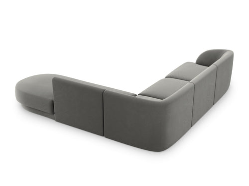 Micadoni rechter hoekbank Miley 6-zits, flueel, lichtgrijs - 248x255x70cm