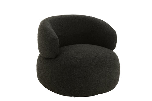 J-Line zetel Draaiend Rond - hout/textiel - zwart