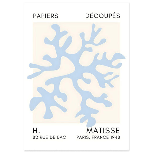 Artfulprints  Matisse – Dreamy coral flower light blue   poster A4 21x29.7 cm - vtwonen shop