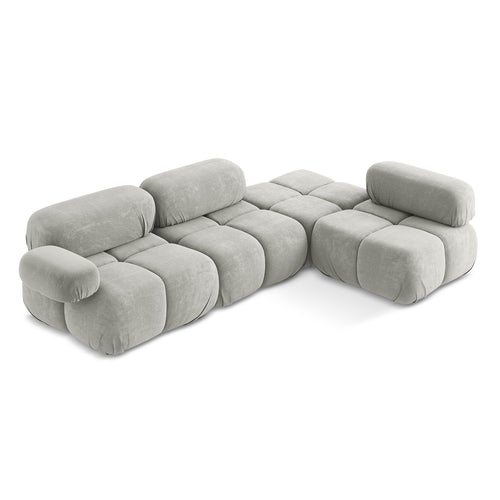 LaMiaSofa hoekbank rechts Sanremo - chenille stof - lichtgrijs - 285x190x70