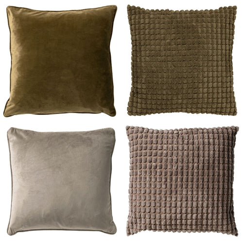 KUSSENSET - 4-delig - Dual Harmony - 45x45 cm - sierkussens inclusief binnenkussens - groen, taupe