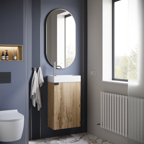 Badplaats Toiletmeubel Apollo 40 x 22 cm – Licht Eiken – Fonteinmeubel met Wastafel