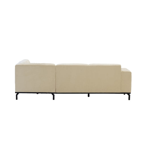 Giga Meubel Hoekbank Monza 3-zits Rechts - Stof/Metaal - Beige