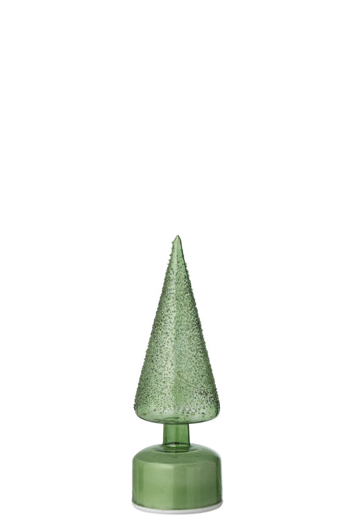 J-Line decoratie kerstboom Draaiend - glas - groen - small - LED lichtjes - vtwonen shop