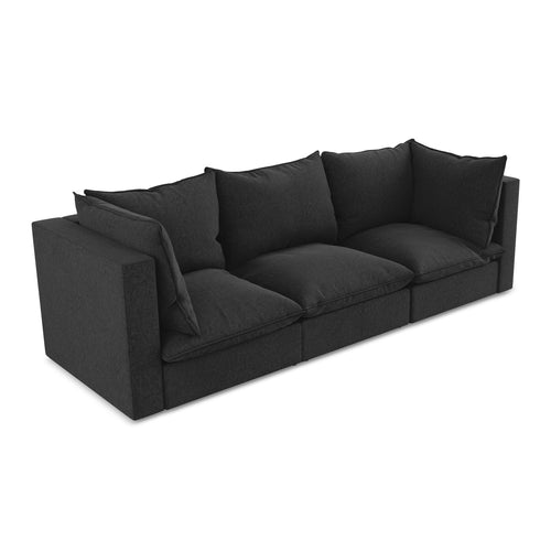 LaMiaSofa 3-zits bank Ravenna - velours - zwart - 255x90x77