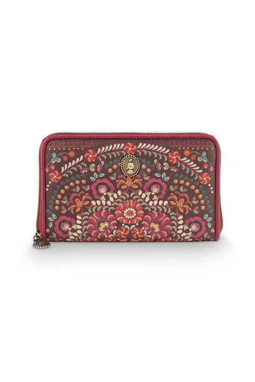 Pip Studio Willow Portemonnee II Ricamo Dames - Donkerrood - 18x3x11 cm