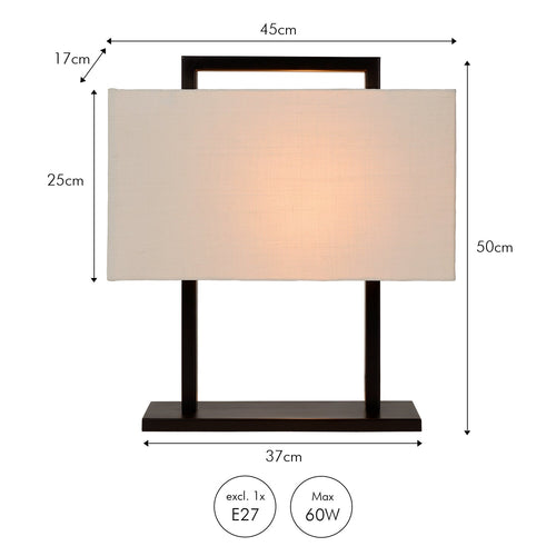 Atmooz tafellamp Bhilai - zwart - 45 x 17 x H 50 cm - E27